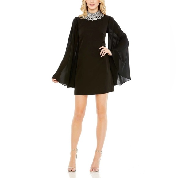 Mac Duggal  Angel Sleeves Rhinestone Collar Dress 8 - Picture 1 of 13
